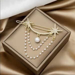 Woman Hair Accessory Fashion Hollow‎ Out Hair Clip Pearl Tassel Duckbill Hairpin